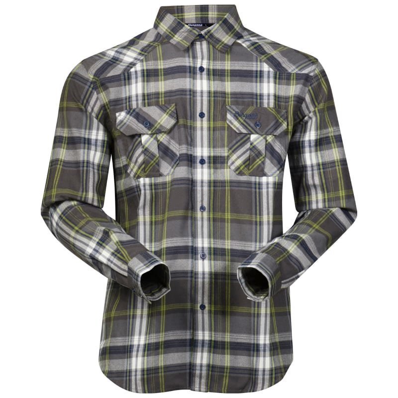 Bergans Bjorli Shirt XL Solid Grey/Spring Green Check