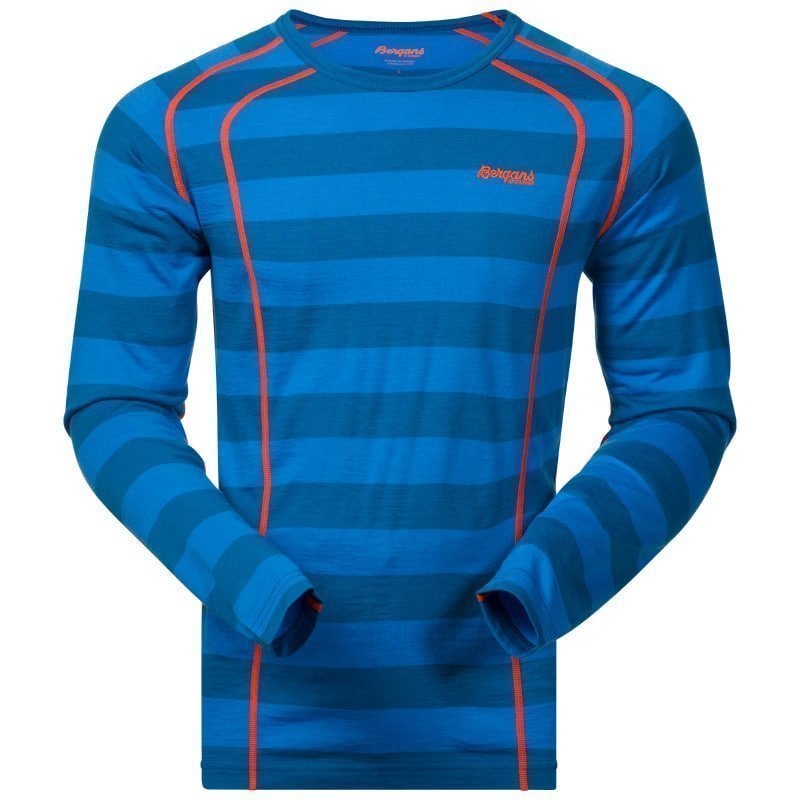 Bergans Fjellrapp Shirt XL Ocean Striped / Koi Orange