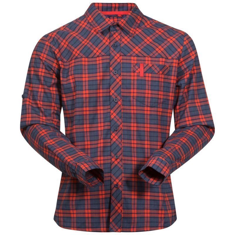 Bergans Granvin Shirt M Navy/Bright Red Check