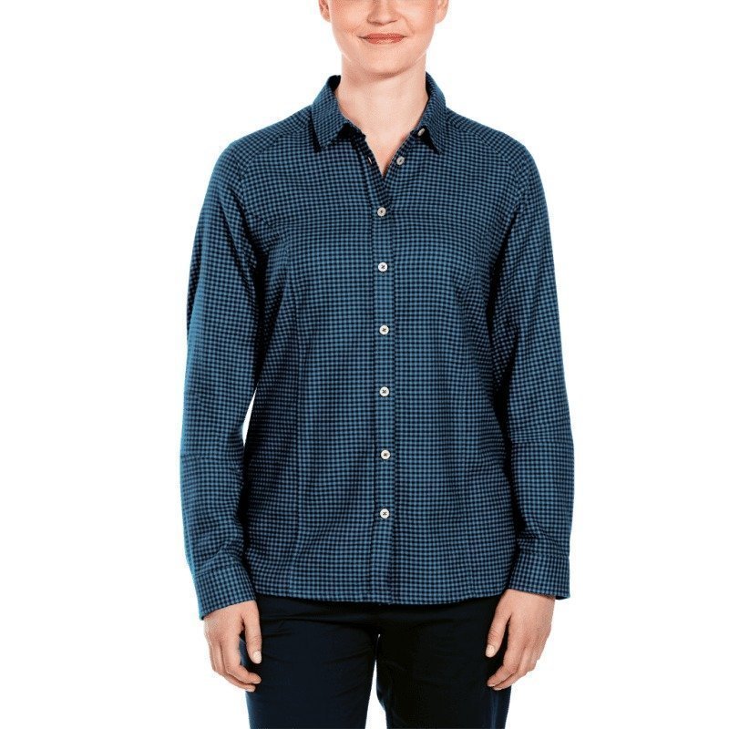 Jack Wolfskin Shore Line Shirt L Night Blue Checks