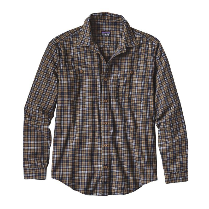 Patagonia Men's L/S Pima Cotton Shirt XL Leaf Lines: Navy Blue