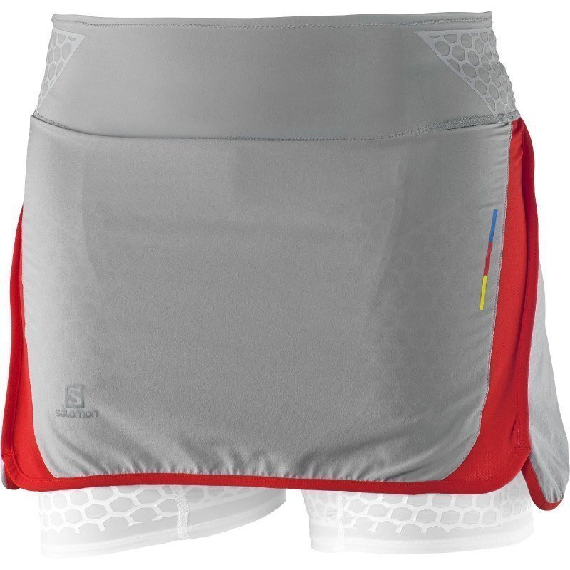 Salomon S-Lab Exo Twinskin Skort L Aluminium/Racing Red/White